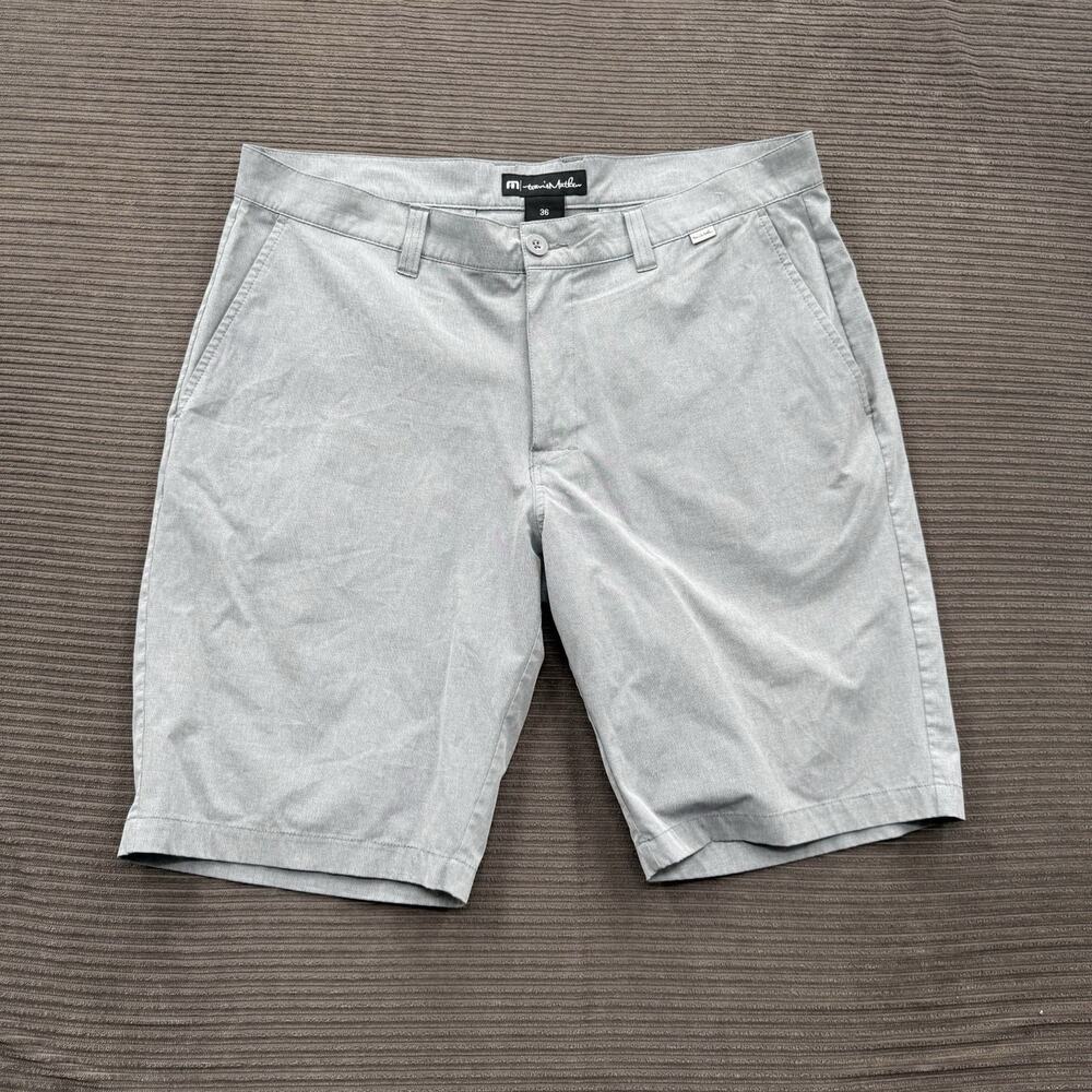 Travis Mathew Shorts Men 36 Gray Polyester Outdoors Golf‎ Tennis Preppy Beach.